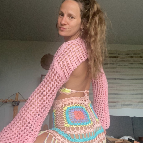 Pastel Knit Rave/ Festival Set- three pieces - Picture 1 of 3